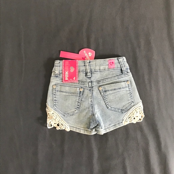 Girls Denim Shorts w/Lace Accent. Adjustable Waist - Picture 6 of 11